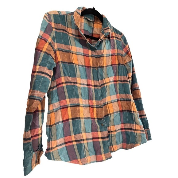 L.L. Bean Signature Plaid Flannel Shirt Womens 10 Multi-Color Excellent Cotton - Picture 3 of 10